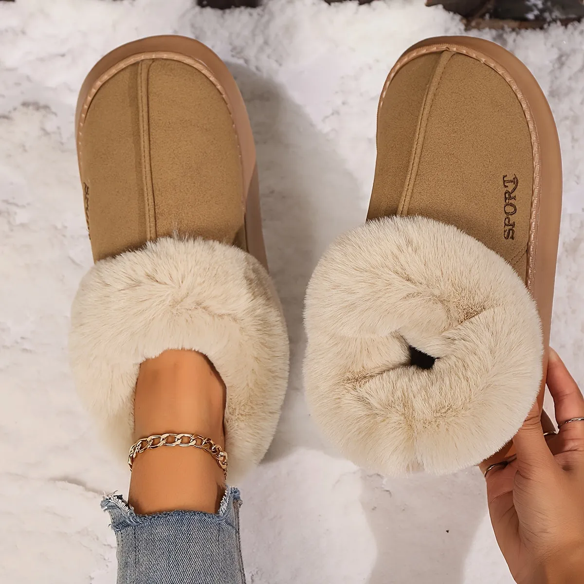 Women’s Lightweight Suede Air Cushion Slippers – Comfortable Flat Heel Sneakers